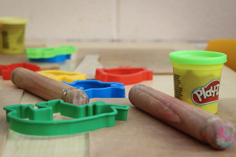 play doh and equipment on a table